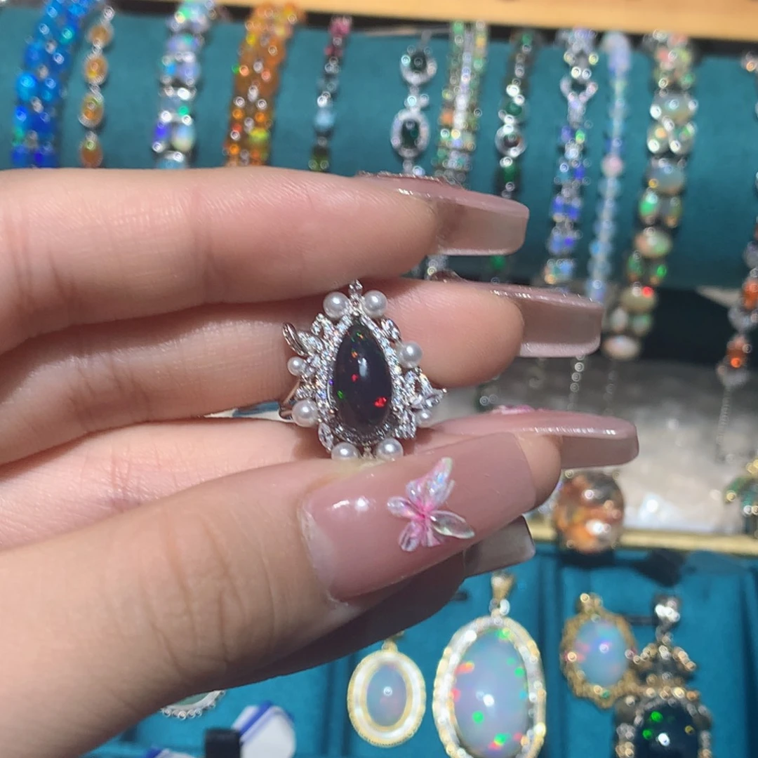 欧泊戒指银S925镶嵌福利