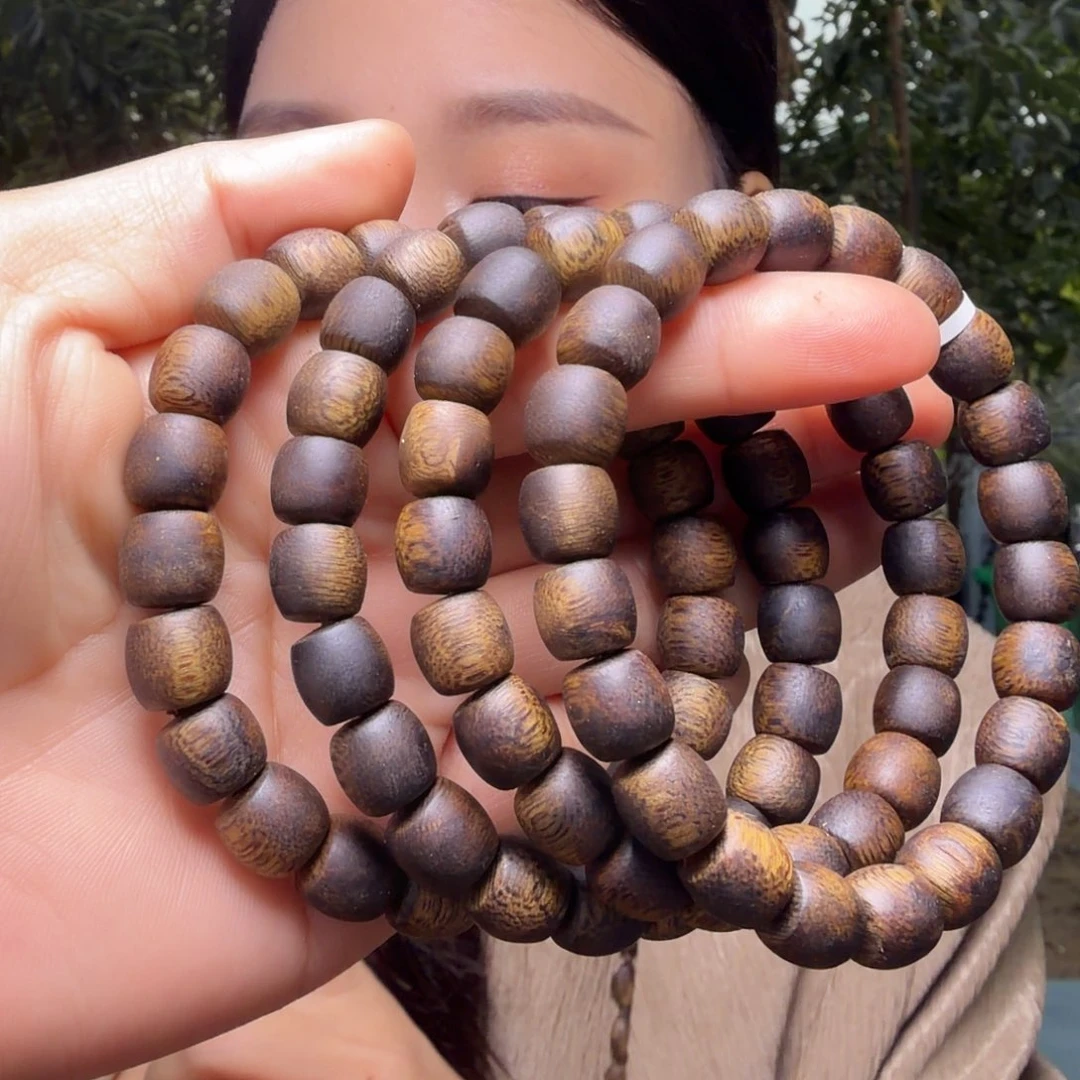 沉香手串海南黎母山黑奇高货鼓珠多样性发其一0.9➕