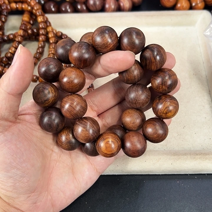 黄花梨/降香黄檀手串/手链20mm圆珠粗抛老料
