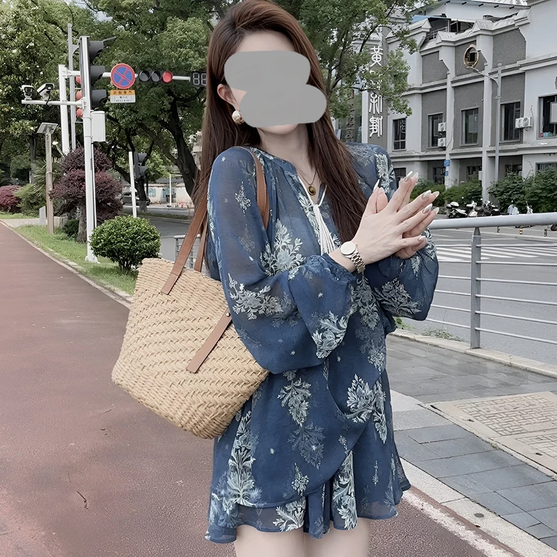 韩系高级感休闲套装2025夏季新款气质碎花防晒衬衫短裤两件套女潮