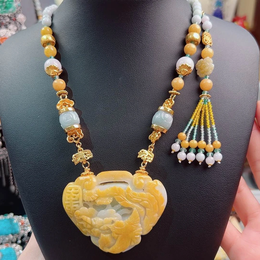 翡翠未镶嵌套链锦钰原创设计款式项链