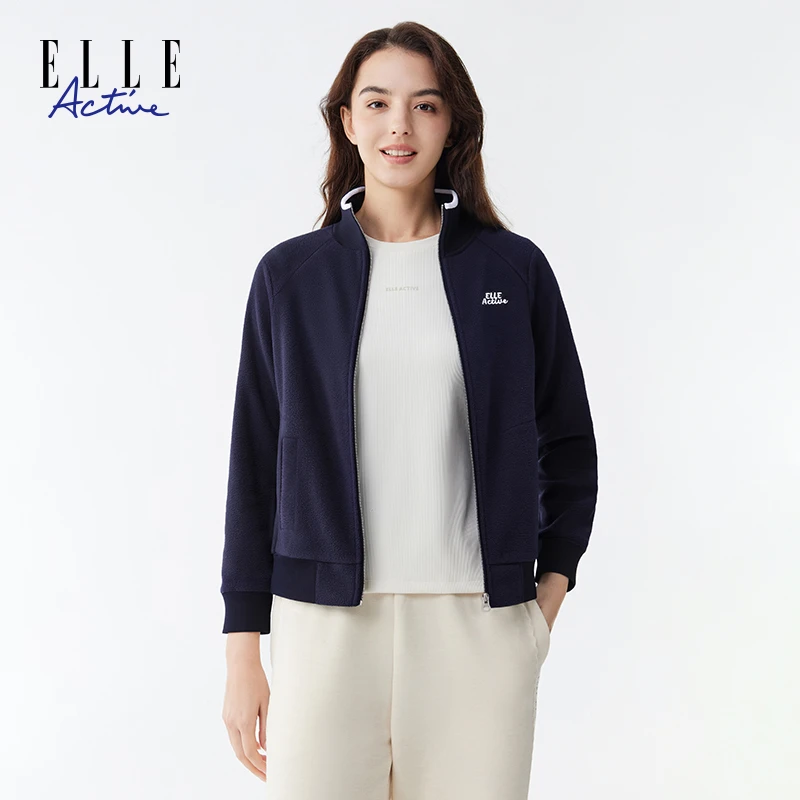 ELLE Active运动休闲立领外套女装2025新款宽松显瘦百搭上衣防风