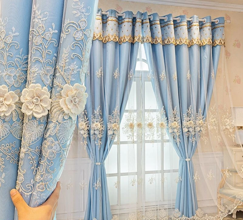 25年新款浮雕绣花窗帘高挡卧室客厅