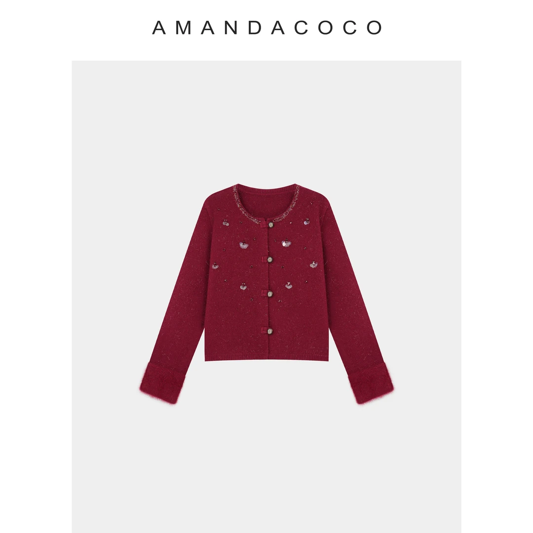 静静 | 霁风朗月～25秋冬重工高级感串珠圆领亮丝轻国风针织衫