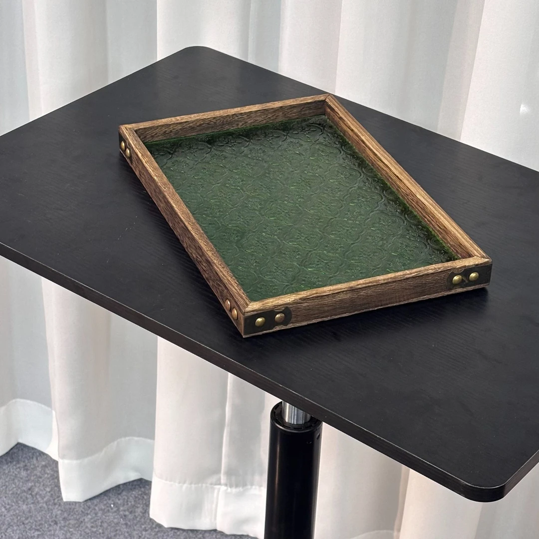 实木海棠花玻璃收纳盘5005-1