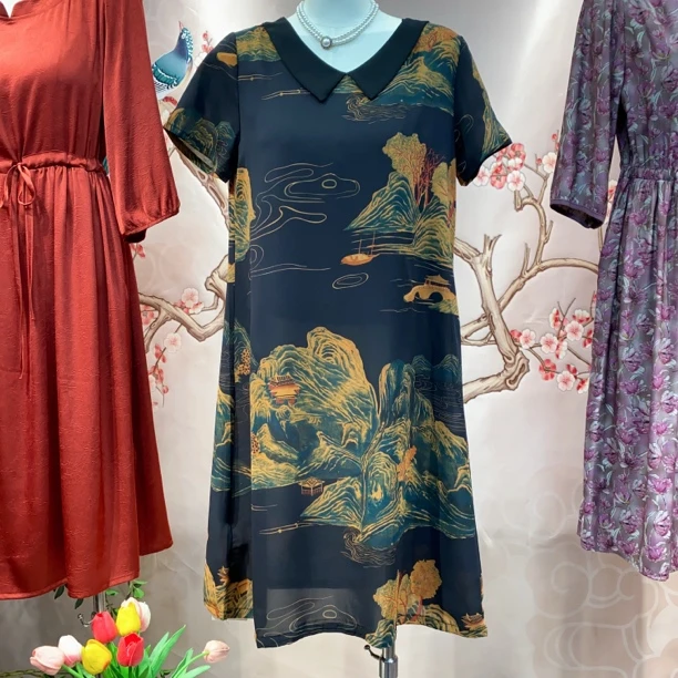 1821 直筒娃娃领新款高品质气质遮肚子连衣裙