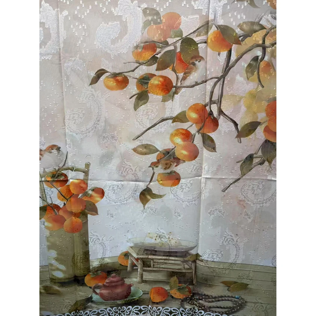 C83【春华柿子】香云乔其纱薄款百搭时尚披肩90*180