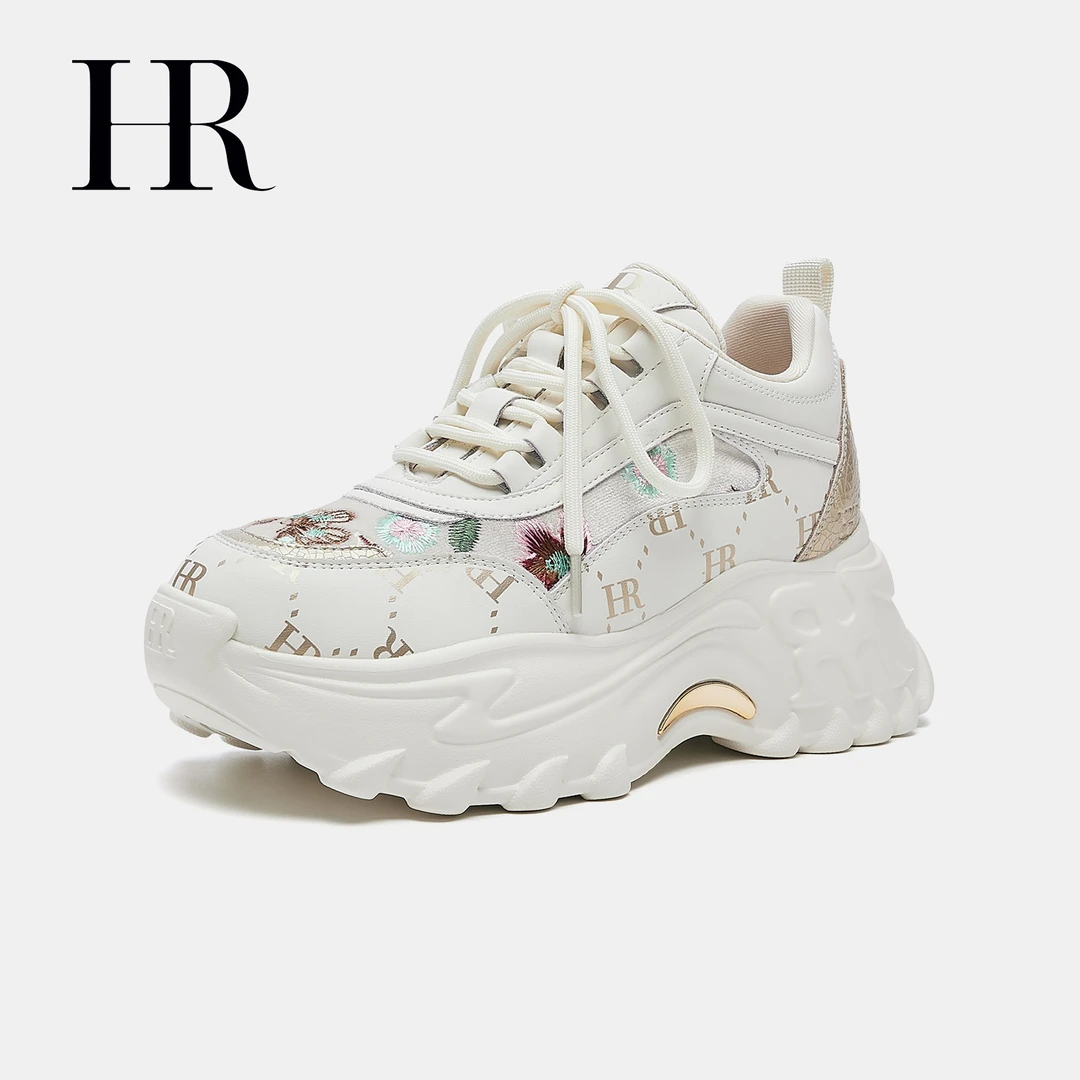 HR/赫莲娜2025新款轻奢国风时尚潮流酷飒女老爹鞋厚底增高透气