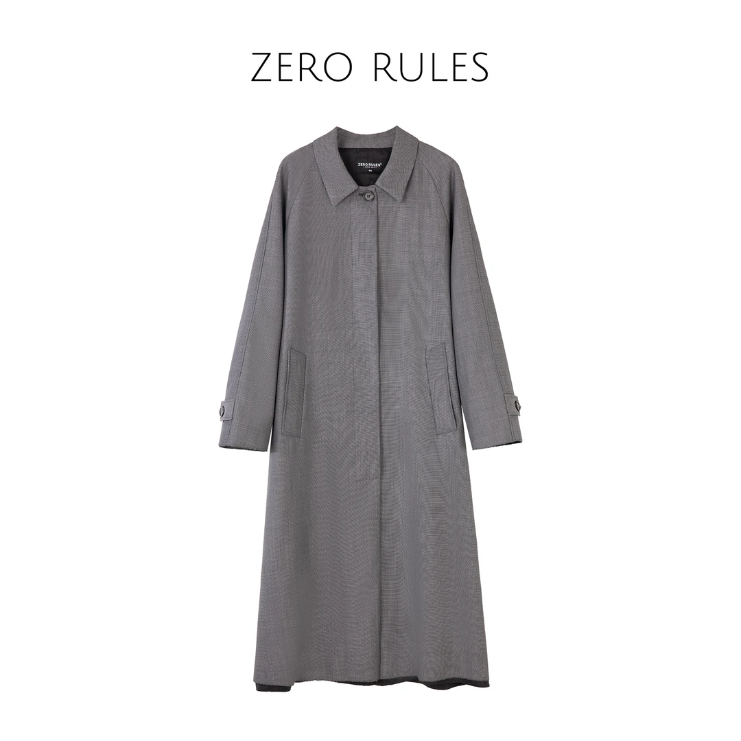 24081240【格雷灰精纺羊毛风衣】Chao细精纺羊毛及简显瘦风衣外套