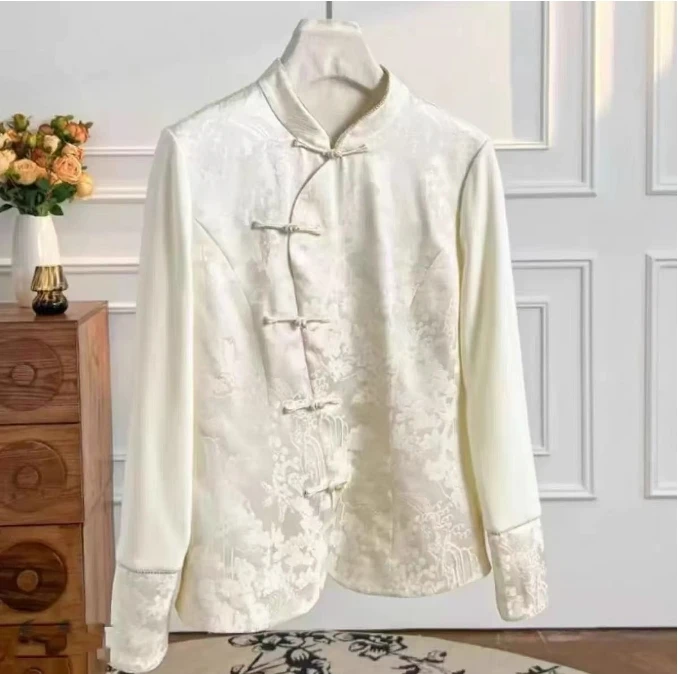 时尚新中式复古设计感立领气质百搭显瘦衬衫2024D4887-开开