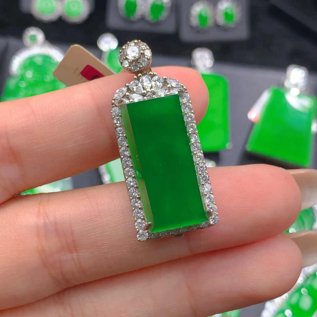 翡翠银S925镶嵌吊坠(不含链)