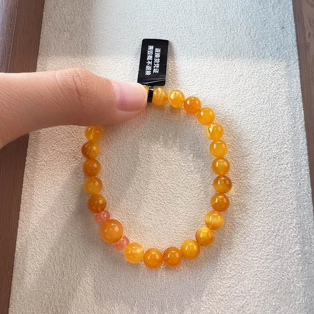 蜜蜡未镶嵌手链7.3mm蜜蜡手串