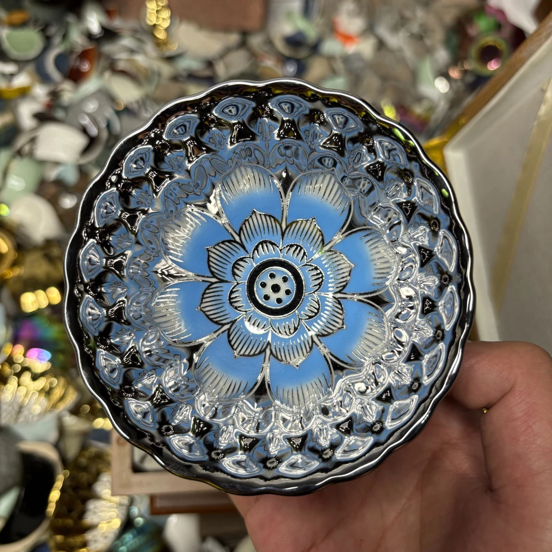 手工茶器 冰清玉洁 蓝佛莲主人杯