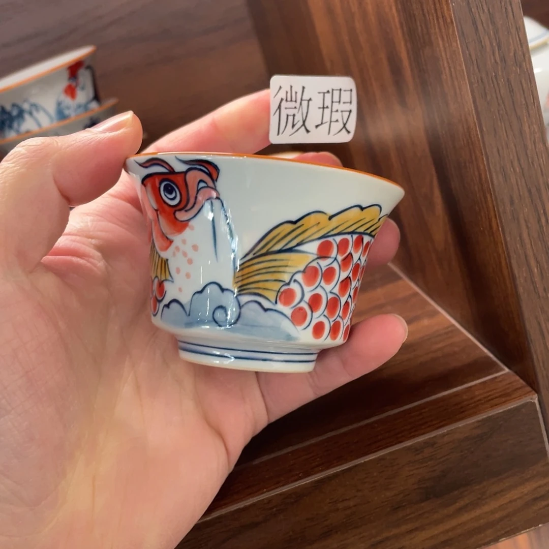 釉下手绘茶具微瑕