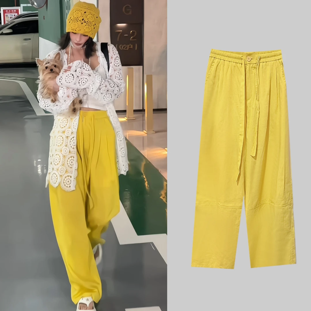 EH【柒柒】【素简法则】2025高级感时尚百搭高腰显瘦休闲直筒裤 W9232