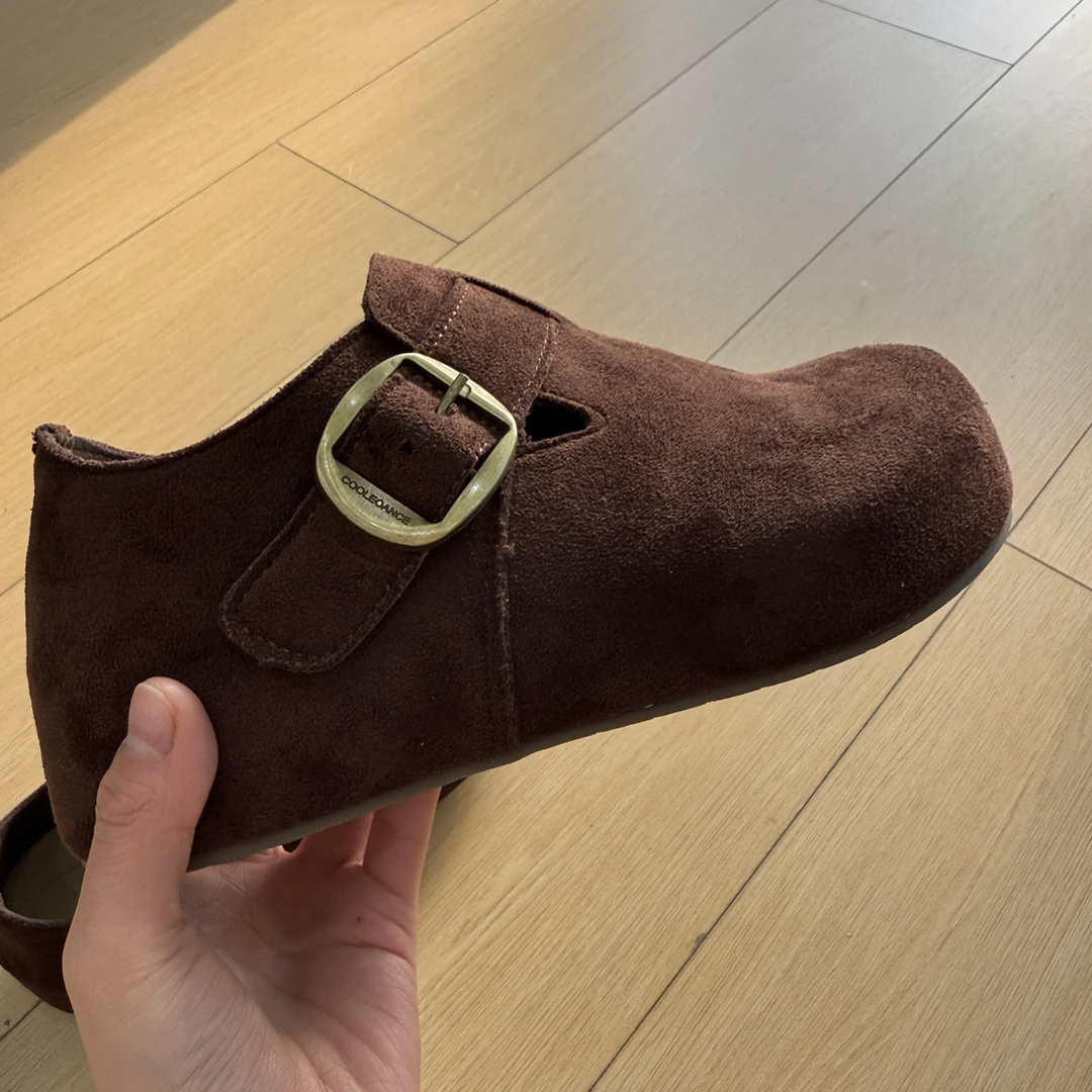 希月家的厚底加绒全包勃肯鞋女外穿复古懒人棉鞋一脚蹬雪地靴