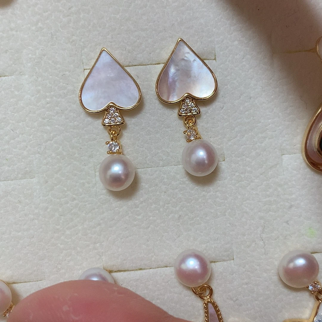 淡水珍珠耳饰合金