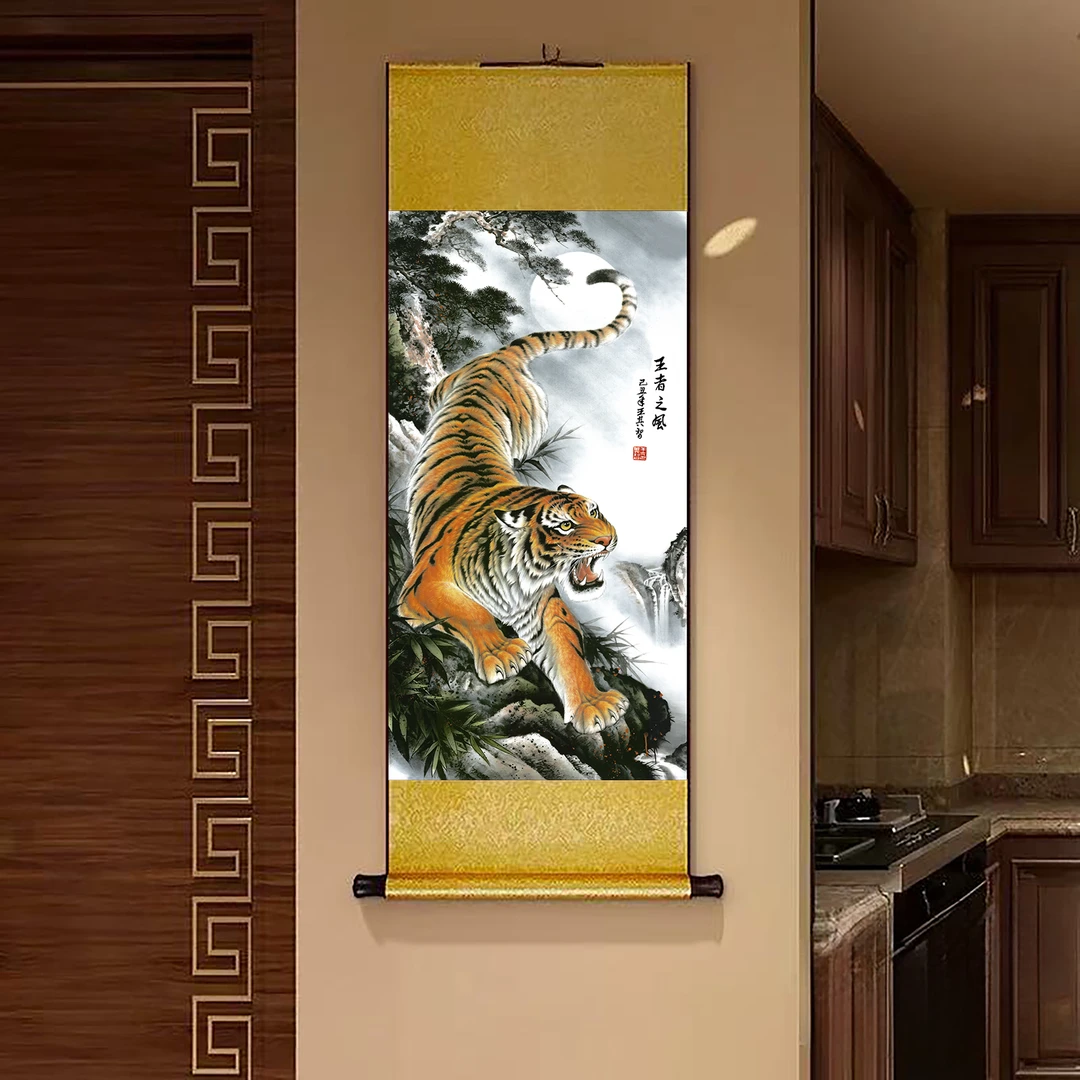 A21精装140*45《王者之风》中式数字微喷立式挂画卷轴画