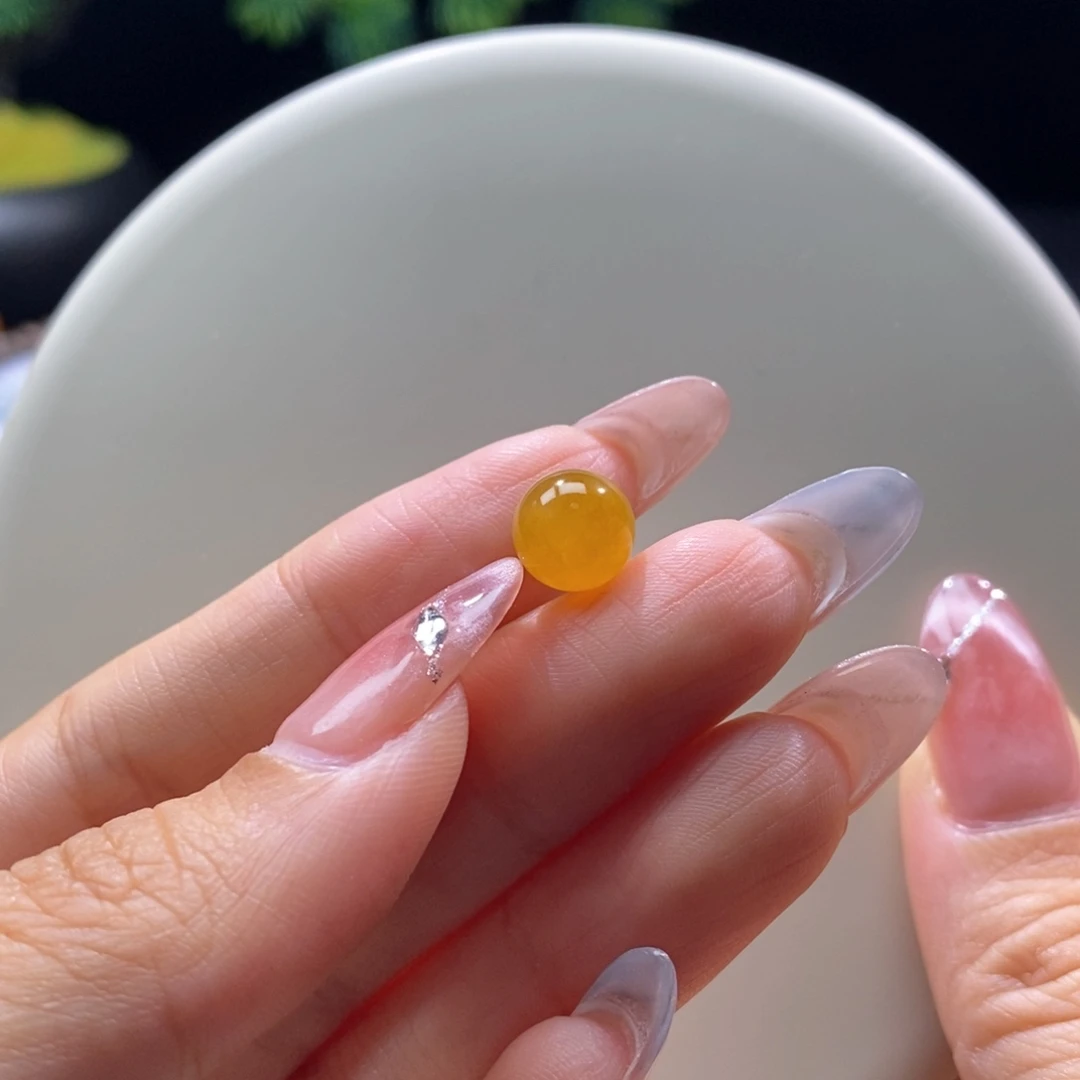 颈饰未镶嵌翡翠翡翠冰蜜糖黄圆珠9.1mm