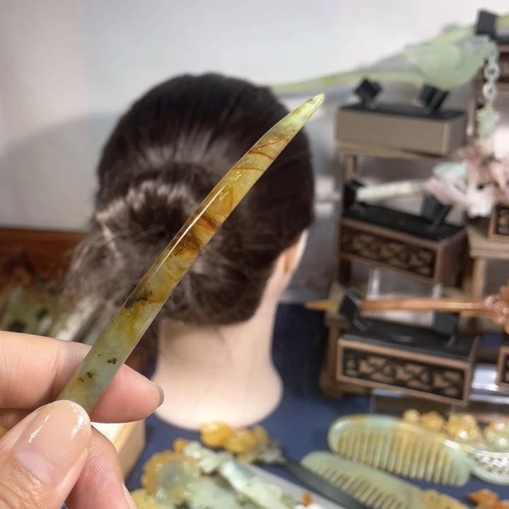 阿***槐蛇纹石玉未镶嵌发饰