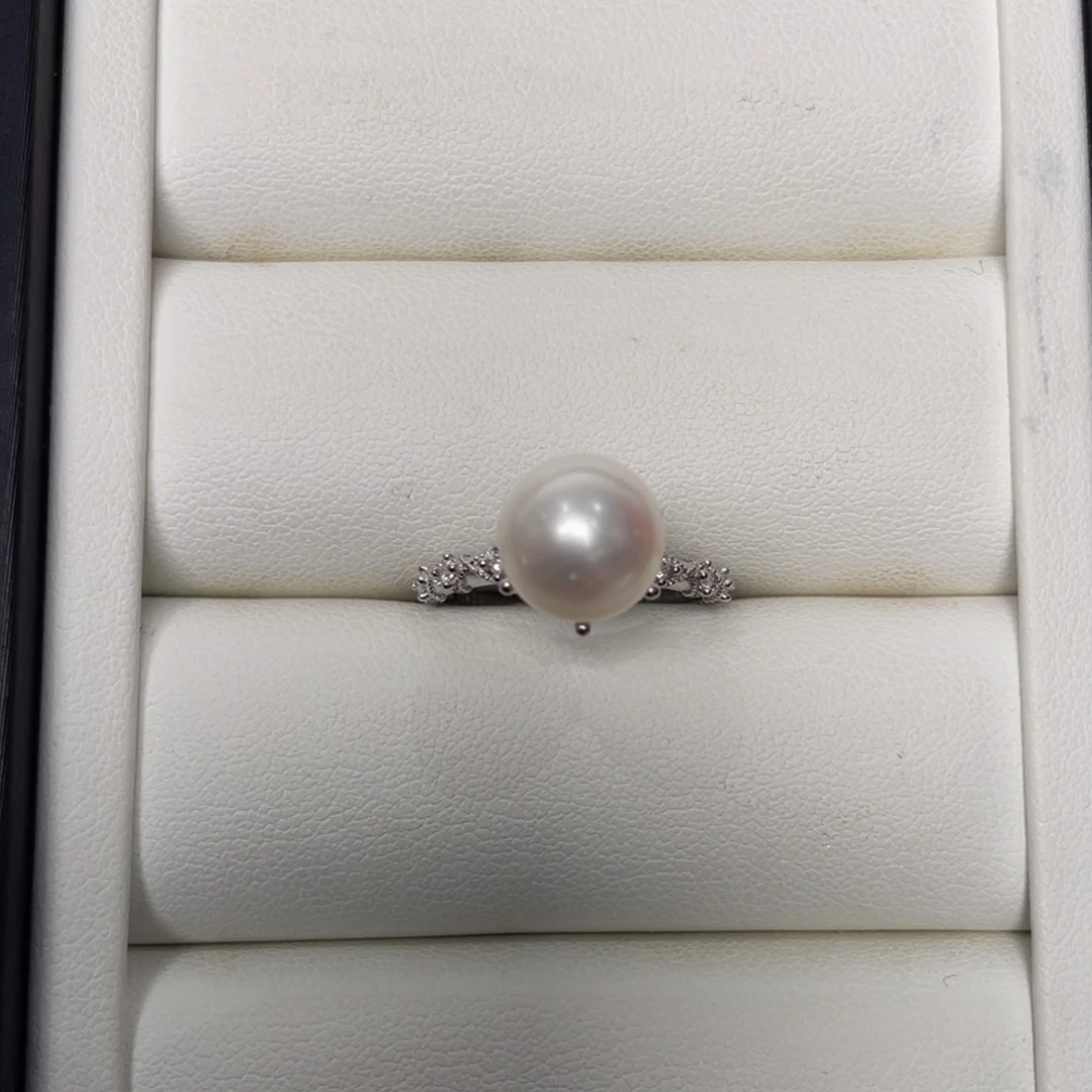 淡水珍珠戒指银S925镶嵌薇