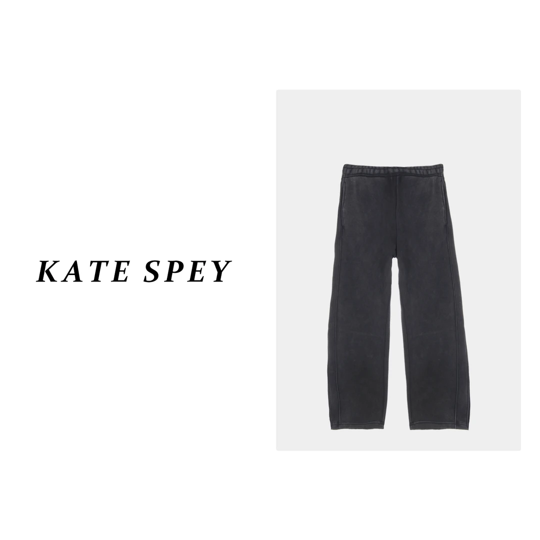 凯特丝蓓596#加绒加厚！高腰显瘦宽松休闲裤黑色弯刀裤女设计师