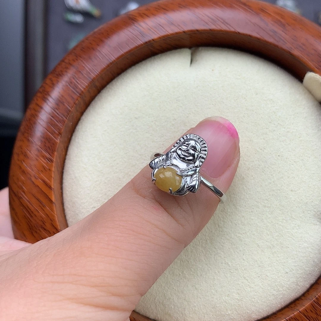 M***，翡翠戒指银S925镶嵌戒指925