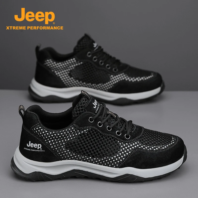 jeep吉普男鞋2025新款夏季网面男潮流百搭男士透气薄款运动休闲鞋