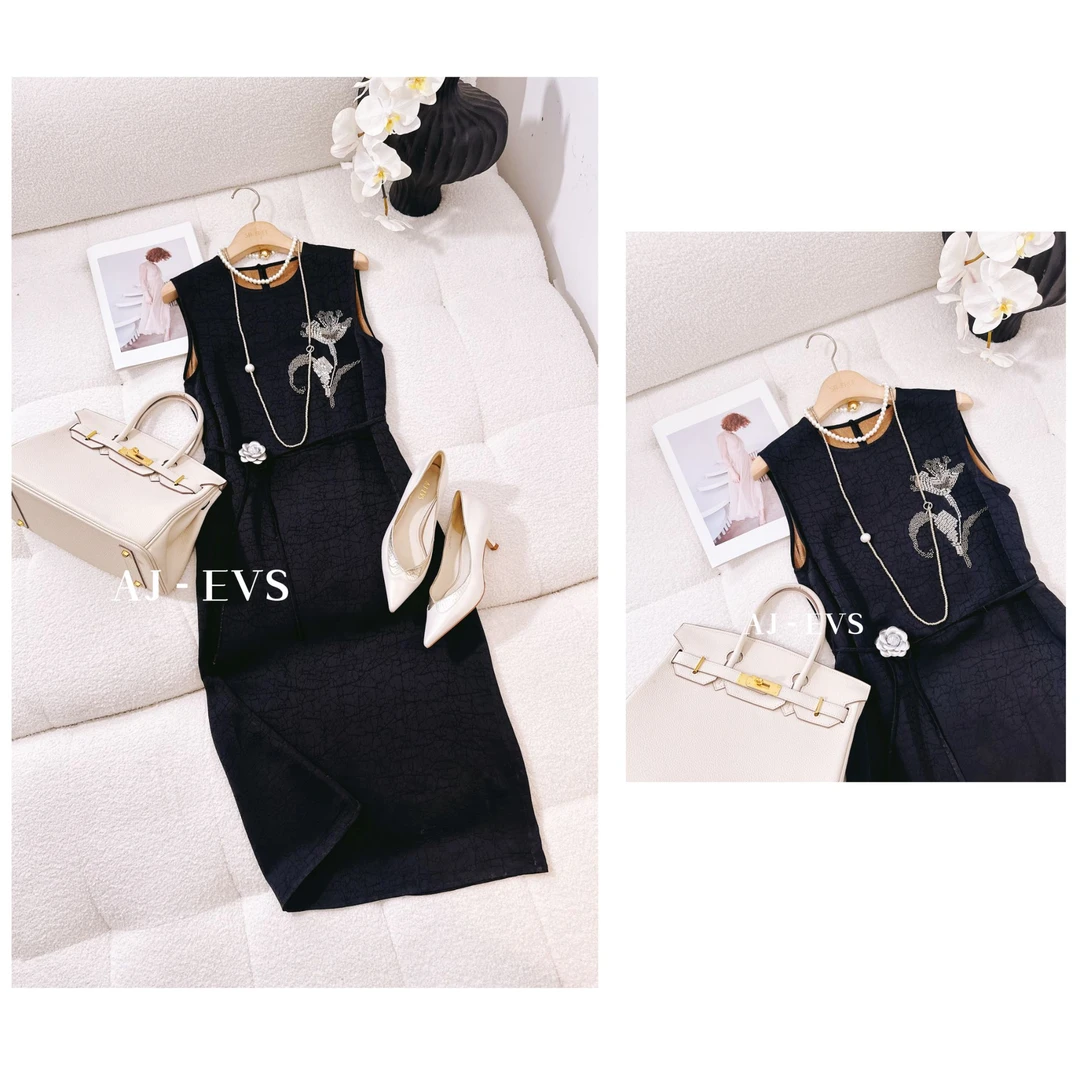 AJ-EVS【温婉优雅·重工手工刺绣中长款连衣裙】