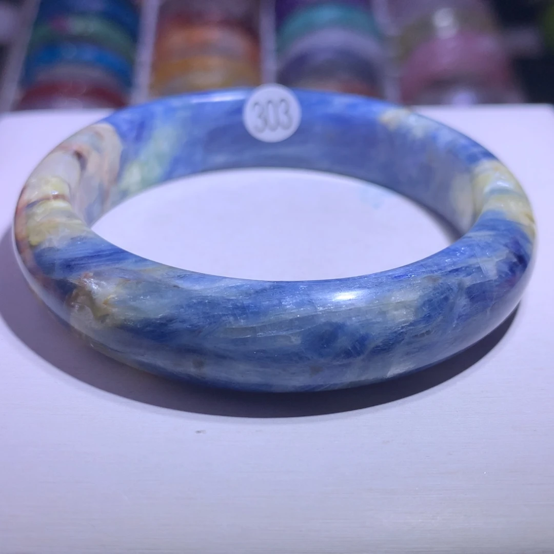 水晶银S925镶嵌手镯蓝龙晶61圈303