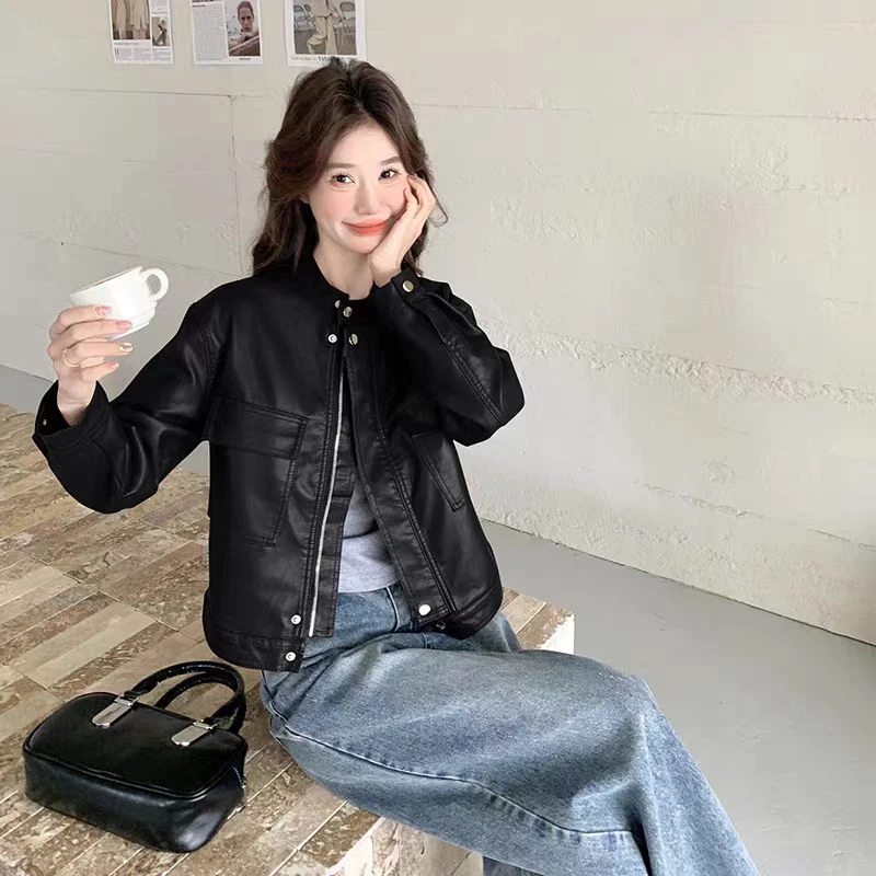 美式复古皮衣外套女小个子2025秋新款高级感休闲机车夹克上衣2585
