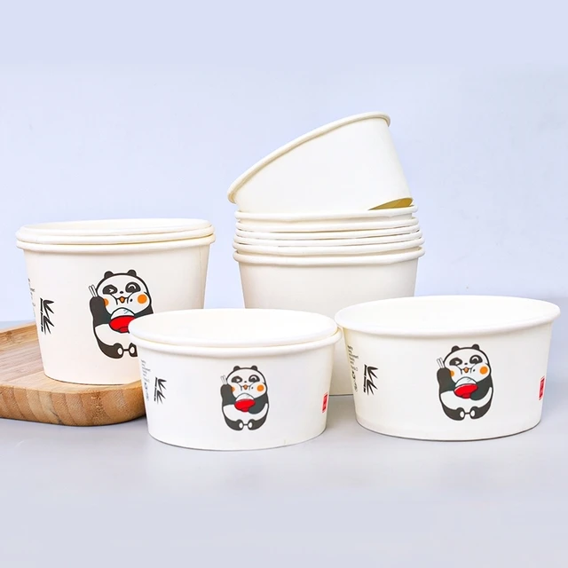 环保加厚一次性纸碗商用结婚家用小吃臭豆腐外卖打包餐盒圆形饭盒