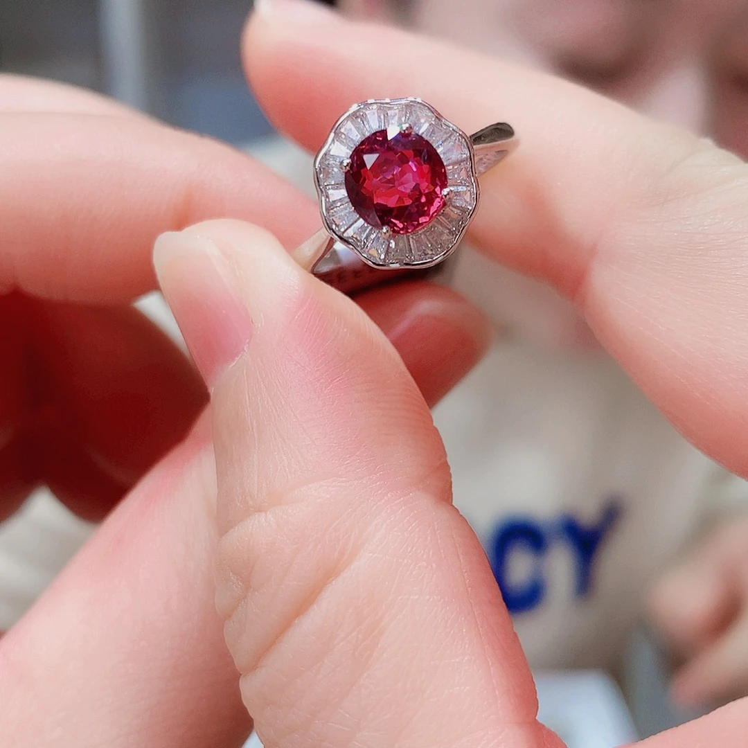 碧玺戒指银S925镶嵌