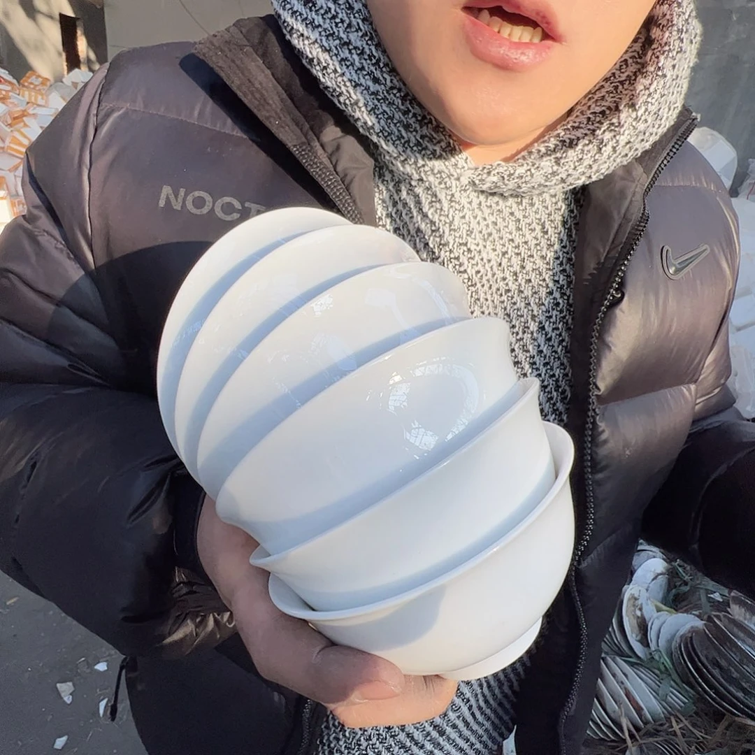 瓷景德镇高温陶瓷玉泥胎米饭碗6个