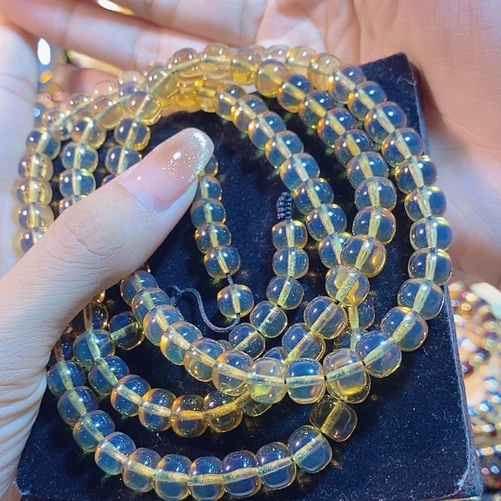 蓝珀未镶嵌珠宝奇石墨西哥蓝珀老型佛珠8