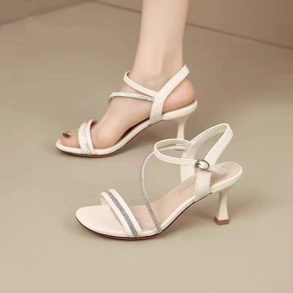 质感水钻细跟凉鞋女年夏款新款仙女风高跟时装凉鞋1141