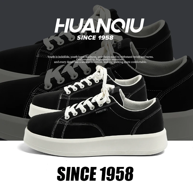 环球厚底帆布鞋子男款秋季2025新款百搭轻便休闲板鞋潮流运动男鞋