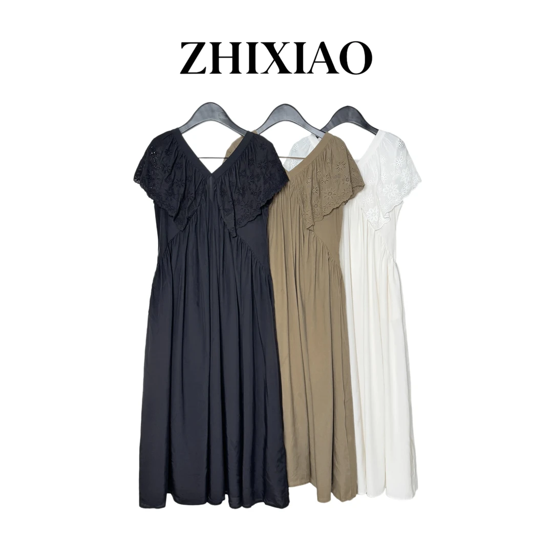 【ZHIXIAO】夏季新款：V领荷叶边连衣裙932253