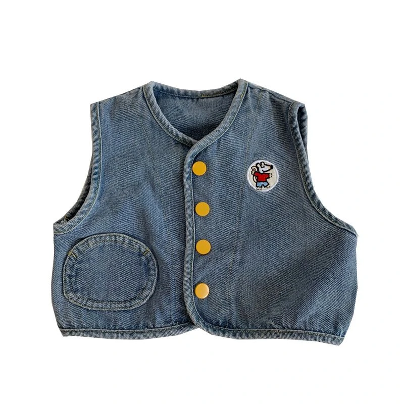婴儿牛仔马甲背心男童秋装春秋马夹幼儿女宝宝1岁3月小童可爱潮款