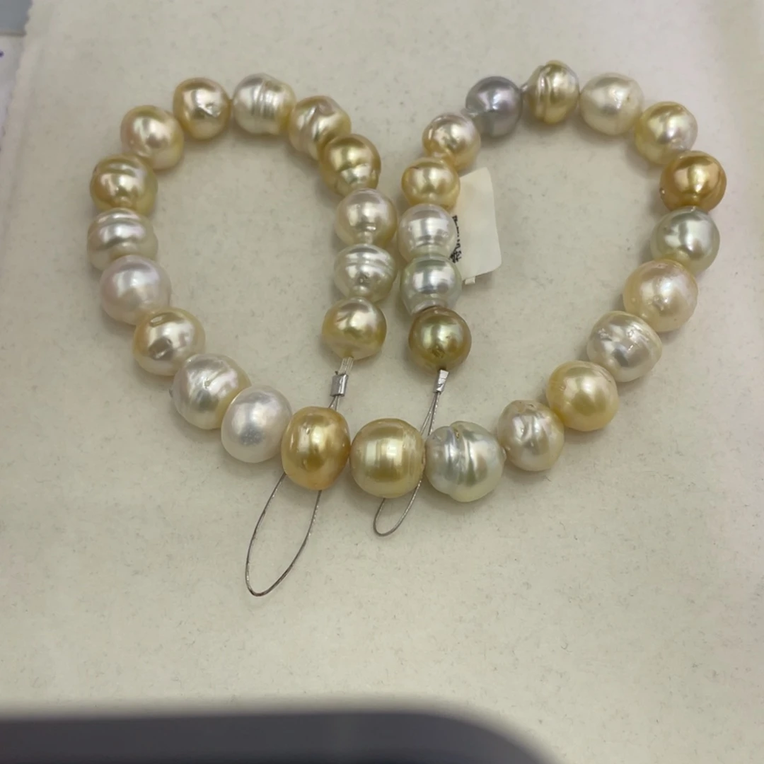 未镶嵌颈饰海水珍珠12-15mm金珠巴洛克项链