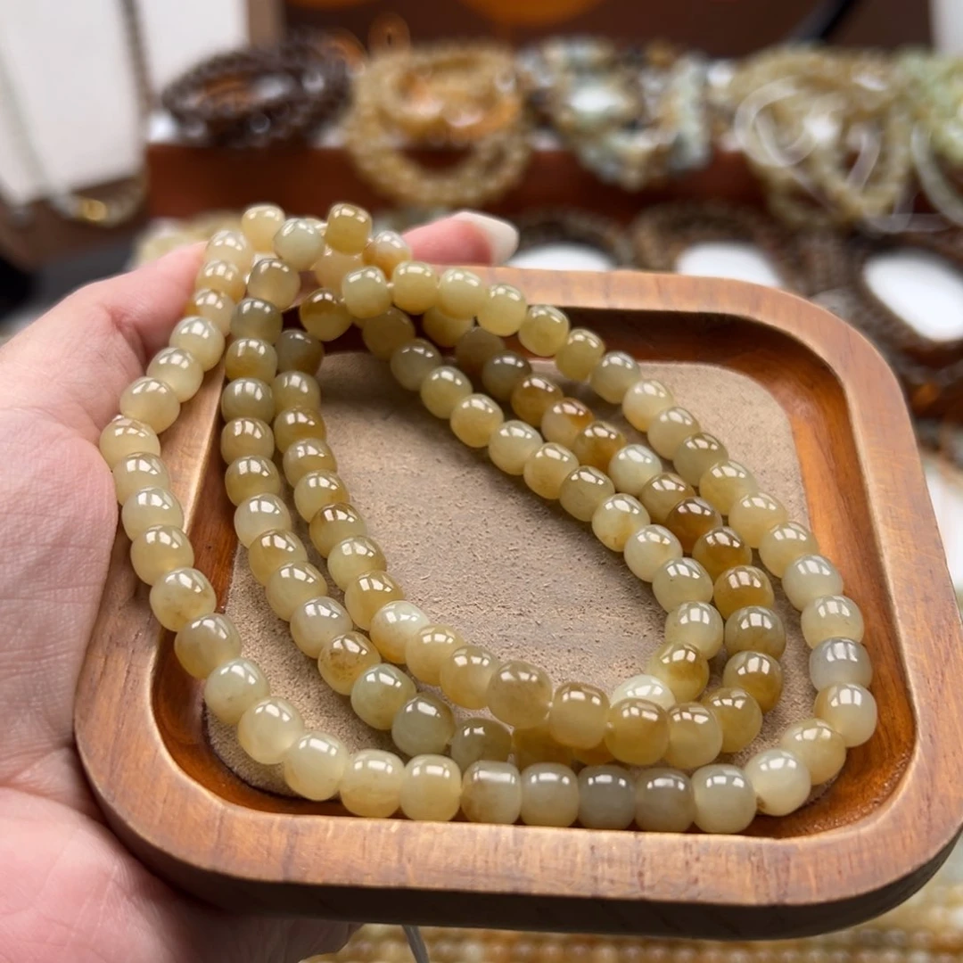 毛衣链未镶嵌和田玉珠串6*7mm