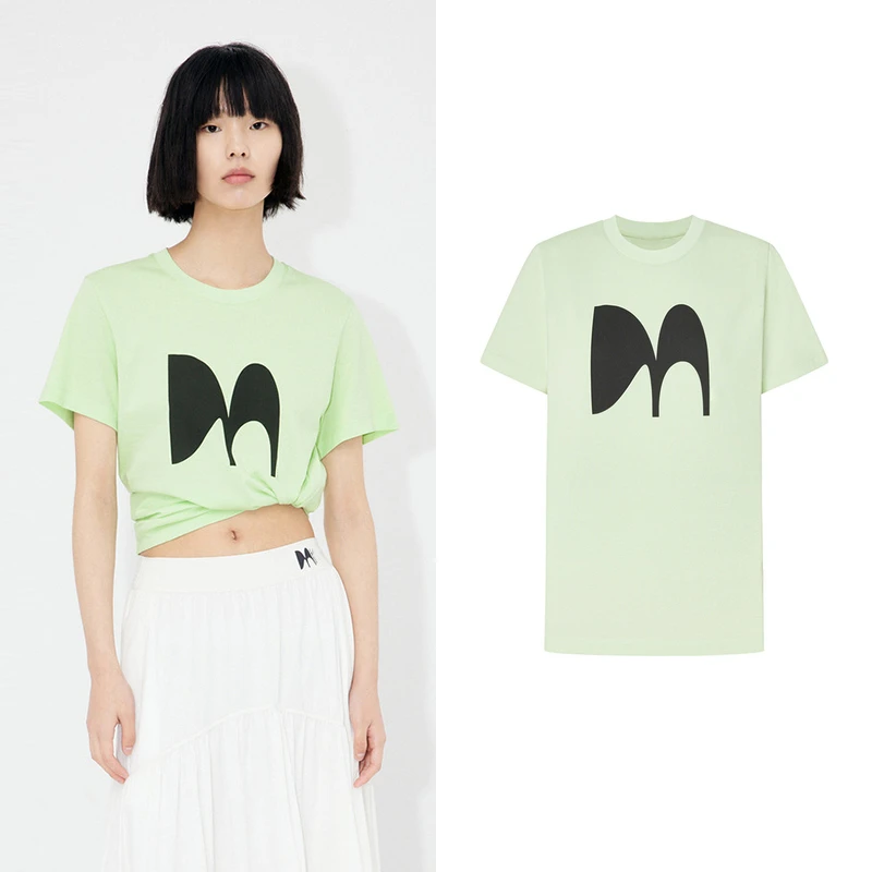 【摩家订单】抗菌防螨字母LOGO印花圆领短袖宽松纯棉T恤上衣Z5525