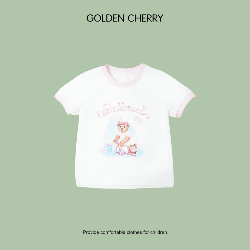 8【Golden cherry】小童字母礼物小熊休闲T恤567179