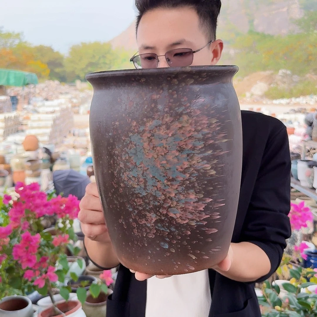 紫砂花盆口20高25（一个七彩祥云泼墨武