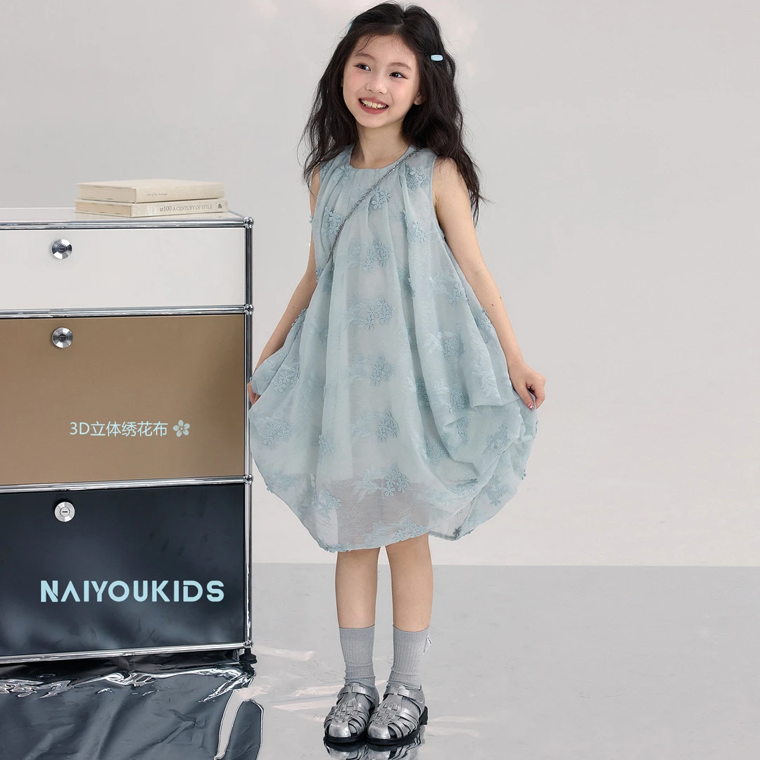 【蓝海】女童背心连衣裙2025夏季洋气时尚宝宝无袖公主裙子Y6533