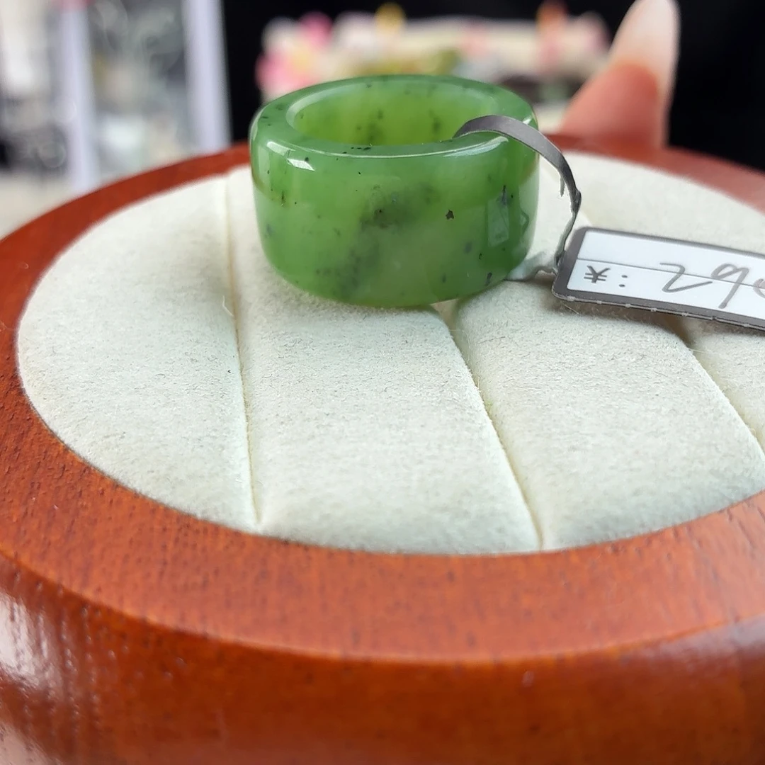 和田玉（糖玉）未镶嵌戒指r46碧玉乌兰海圆切17.6