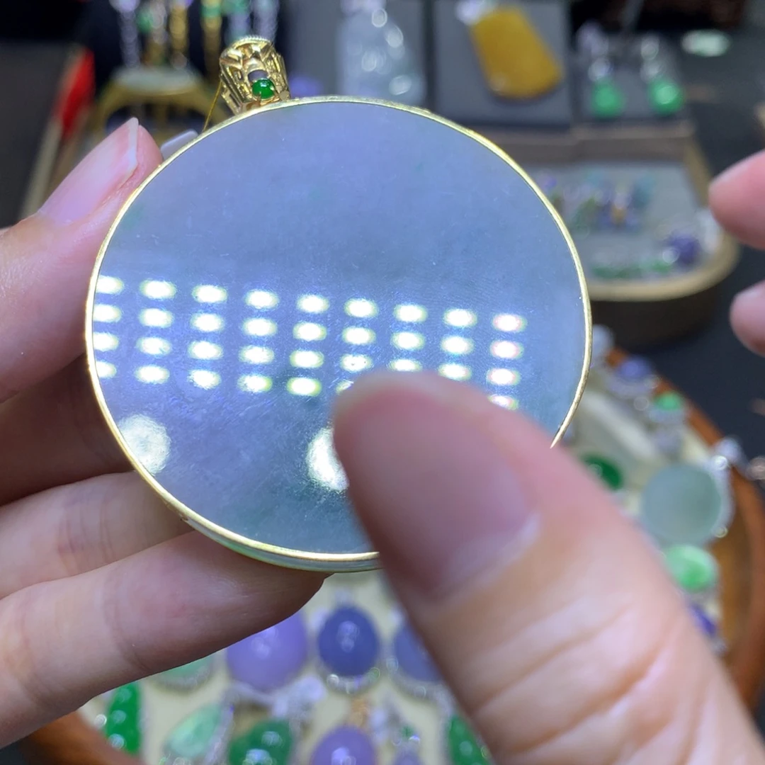 翡翠18K金镶嵌颈饰翡翠玉石吊坠项链