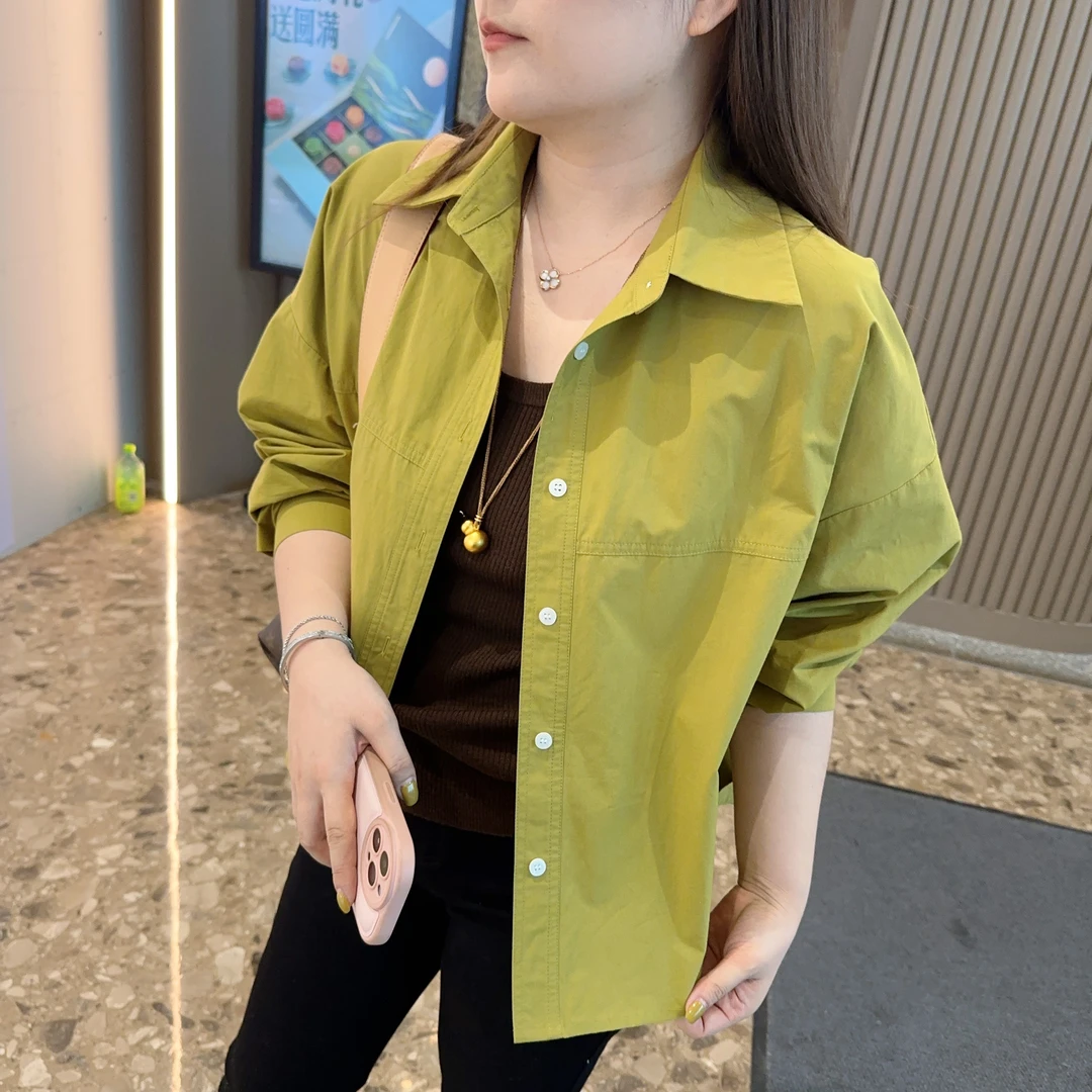 【欧加粒粒】新款韩系简约翻领长袖衬衫外套宽松休闲小个子 H825110