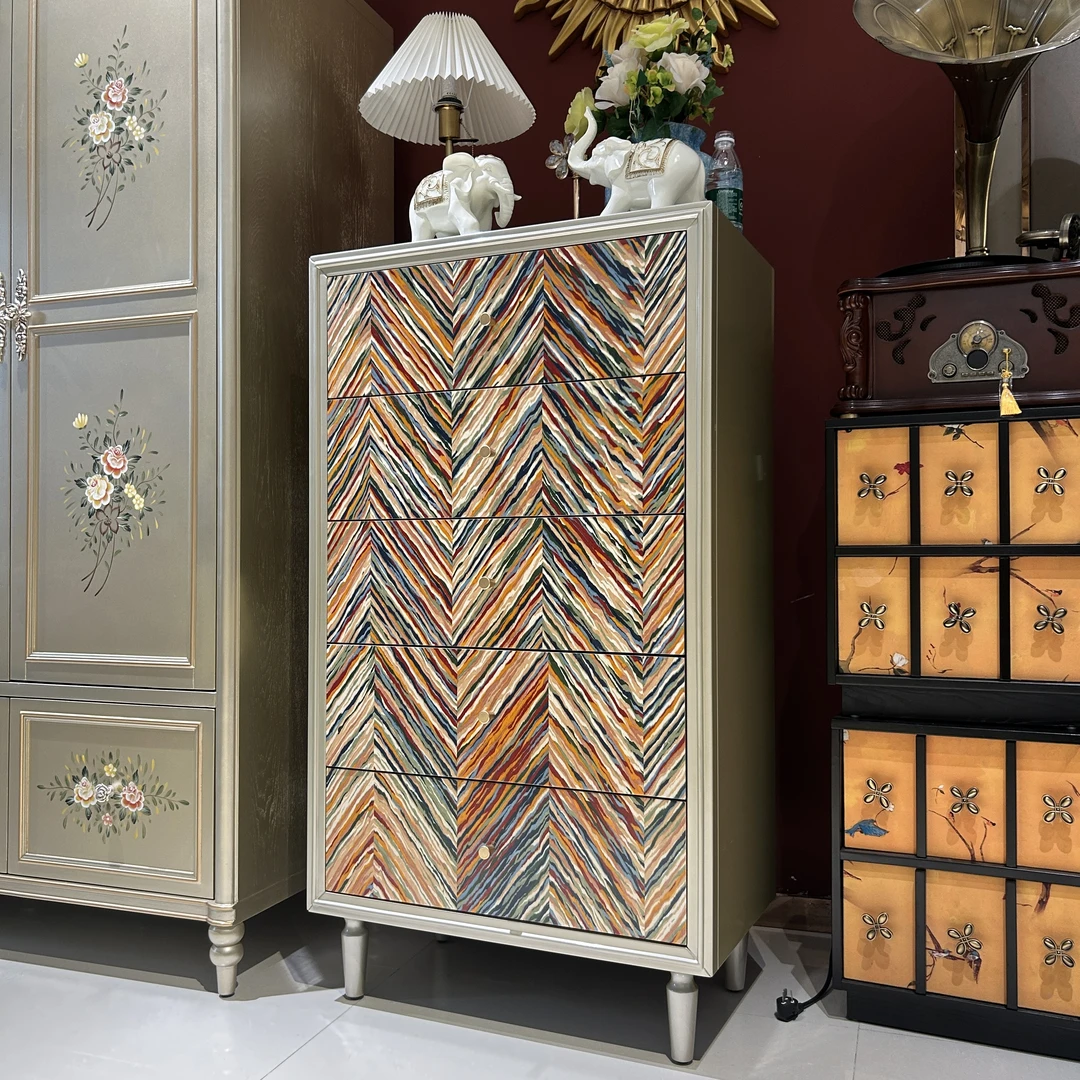 【喜悦家具】FLC彩色条纹五斗柜70*40*120