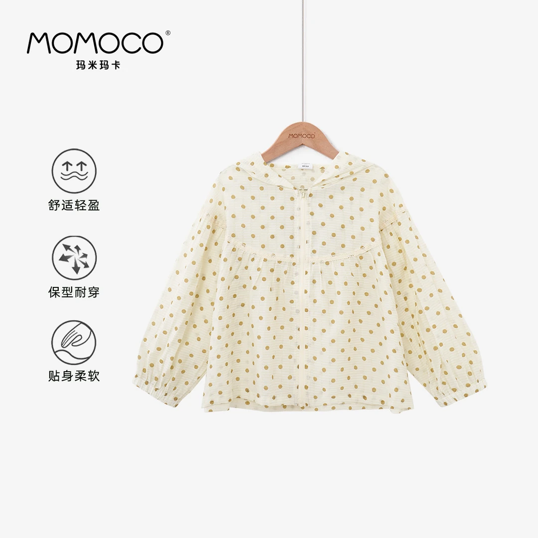 MOMOCO女童夏季中大童洋气波点皮肤衣外套75630111002
